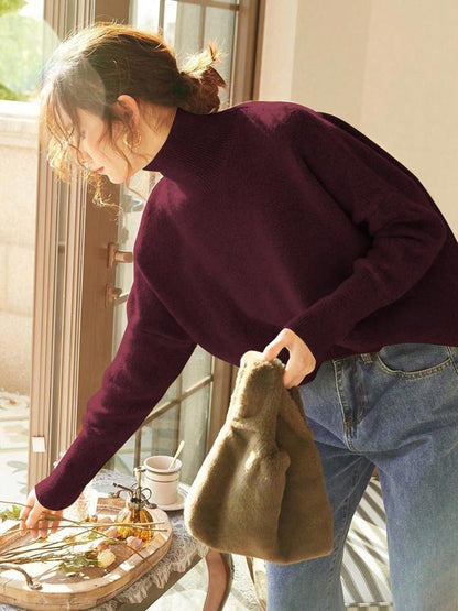 Camille | Women's Knit High Neck Loose Fit Pullover Sweater