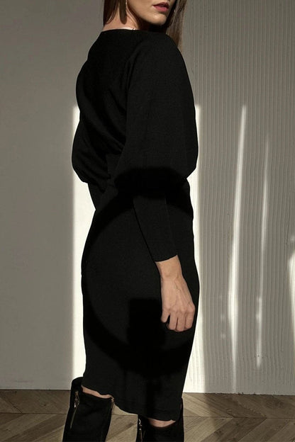 Carolyn | Women's Balloon Sleeve Midi Sweater Dress