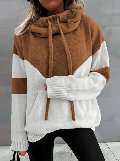 Ríona | Women's Colour Block Pullover Hoodie with Pocket