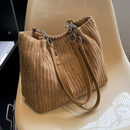 Orna | Women's Corduroy Tote Bag with Chain Strap