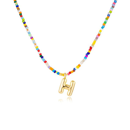 Macy | Women's Beaded Bubble Initial Letter Necklace