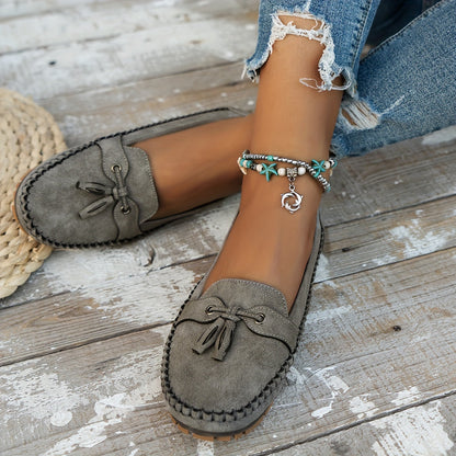 Sonia | Women's Suede Bow Slip On Moccasin Loafers