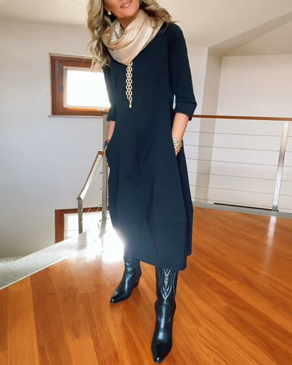 Anora | Women's Long Sleeve Balloon Hem Midi Dress