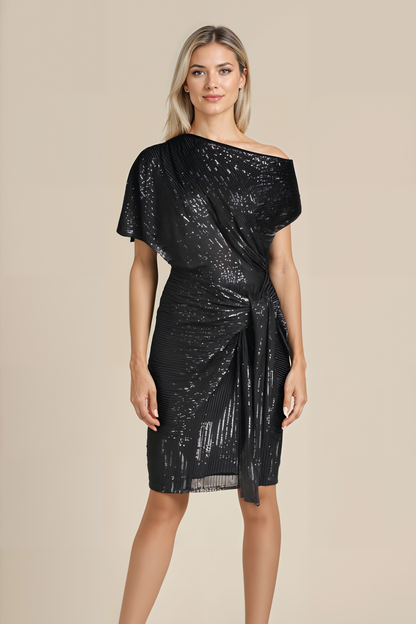 Lorien | Women's Sequin One Shoulder Ruched Mini Party Dress