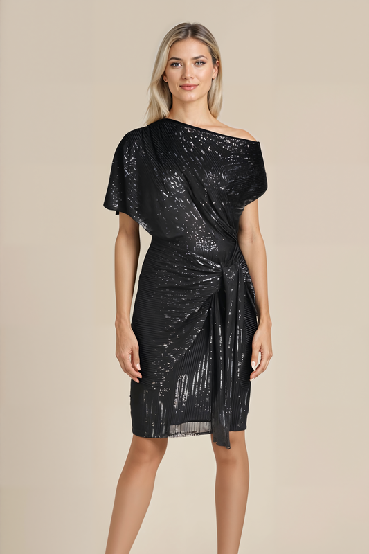 Lorien | Women's Sequin One Shoulder Ruched Mini Party Dress