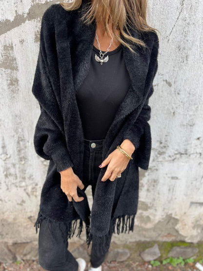 Aoibhe | Women's Knit Open Front Drape Cardigan with Fringe