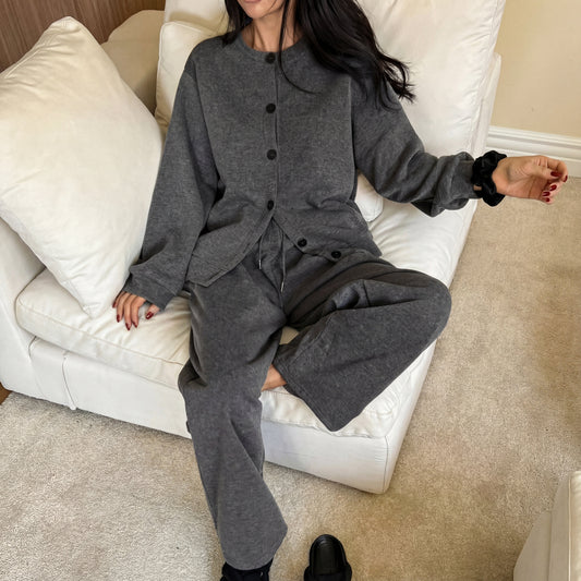 Maisie | Women's Button Up Cardigan and Wide Leg Pants Set