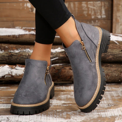 Liora | Women's Side Zip Lug Sole Ankle Boots