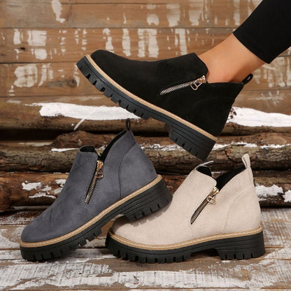 Liora | Women's Side Zip Lug Sole Ankle Boots