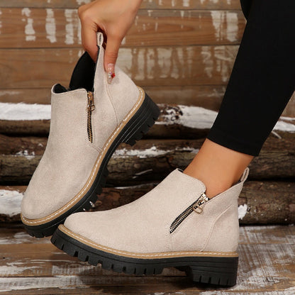 Liora | Women's Side Zip Lug Sole Ankle Boots
