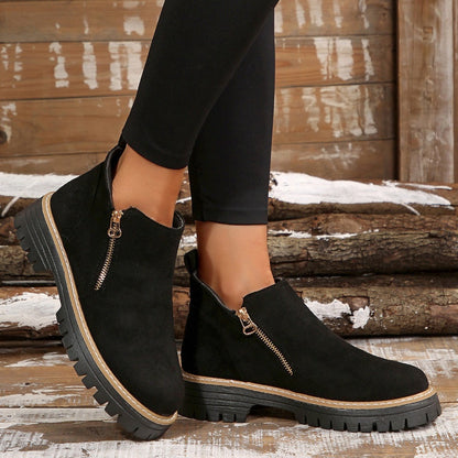 Liora | Women's Side Zip Lug Sole Ankle Boots