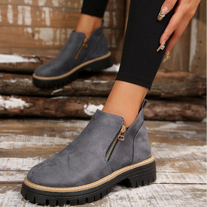 Liora | Women's Side Zip Lug Sole Ankle Boots