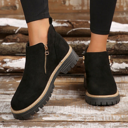 Liora | Women's Side Zip Lug Sole Ankle Boots