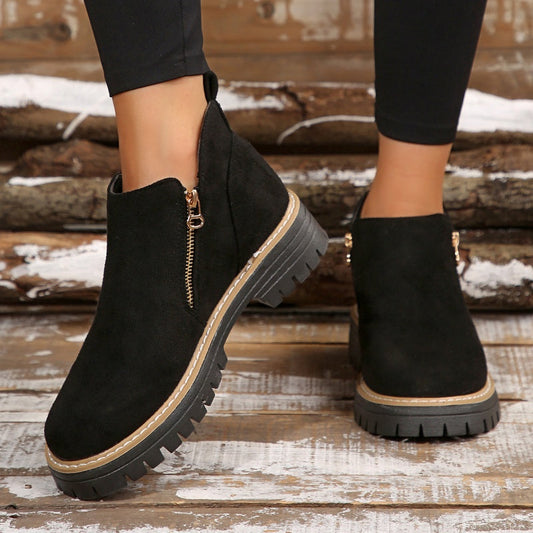 Liora | Women's Side Zip Lug Sole Ankle Boots