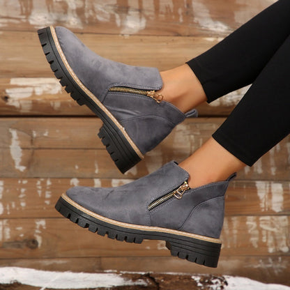 Liora | Women's Side Zip Lug Sole Ankle Boots