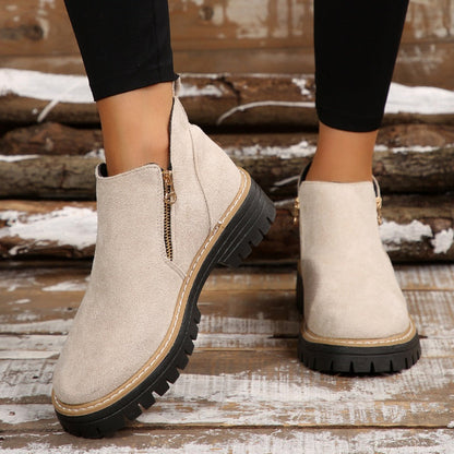 Liora | Women's Side Zip Lug Sole Ankle Boots