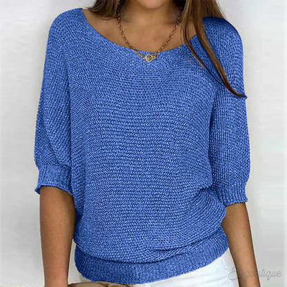 Jolene | Women's Lightweight Knit Scoop Neck Relaxed Fit Sweater
