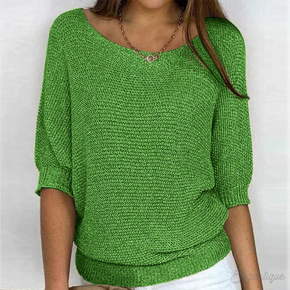 Jolene | Women's Lightweight Knit Scoop Neck Relaxed Fit Sweater