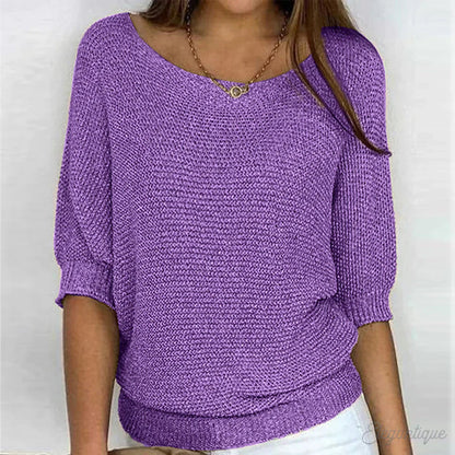 Jolene | Women's Lightweight Knit Scoop Neck Relaxed Fit Sweater