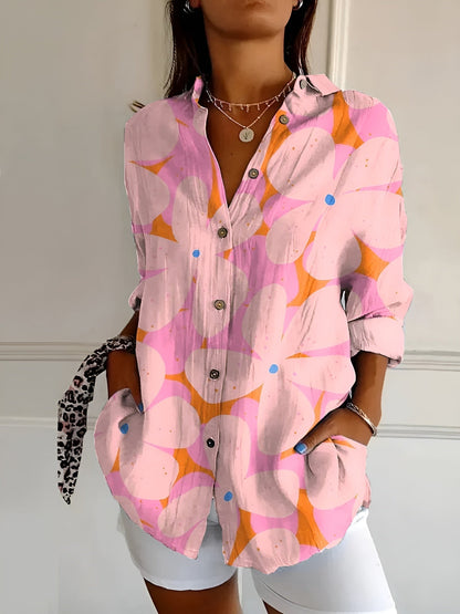 Melodie | Women's Floral Print Button Up Longline Shirt