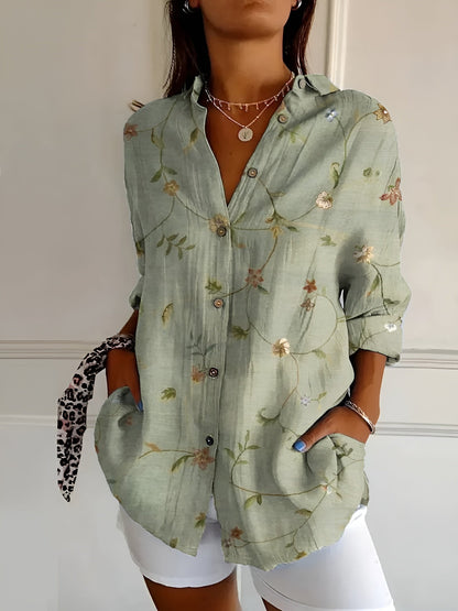 Melodie | Women's Floral Print Button Up Longline Shirt