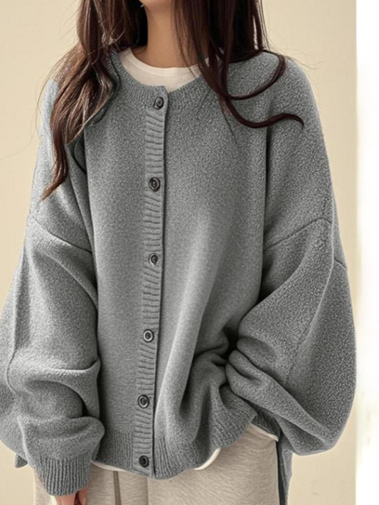 SOPHIA™ - Women Solid Color Button Front Knit Cardigan