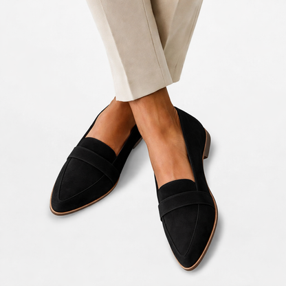 Women's Suede Effect Penny Loafers with Pointed Toe