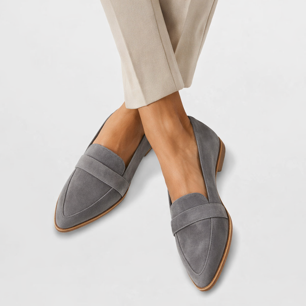 Women's Suede Effect Penny Loafers with Pointed Toe