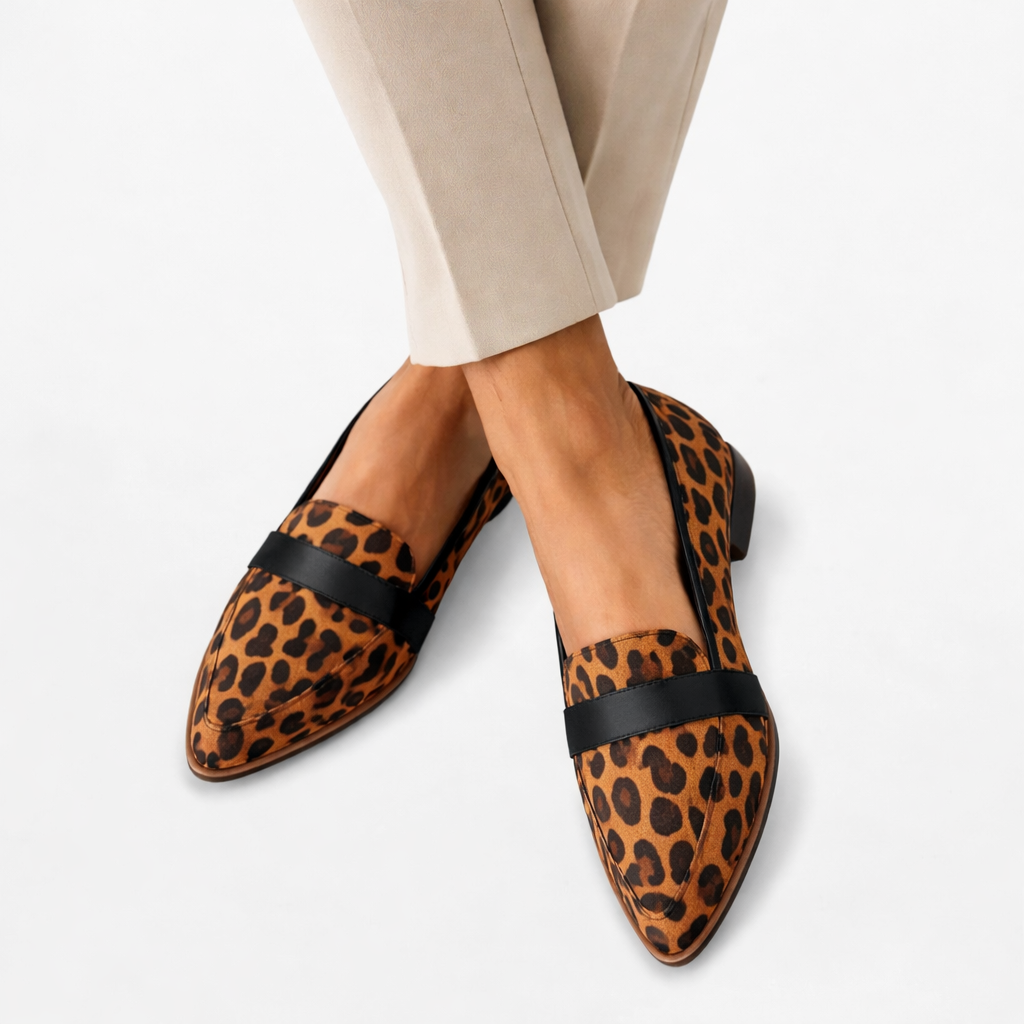 Women's Suede Effect Penny Loafers with Pointed Toe