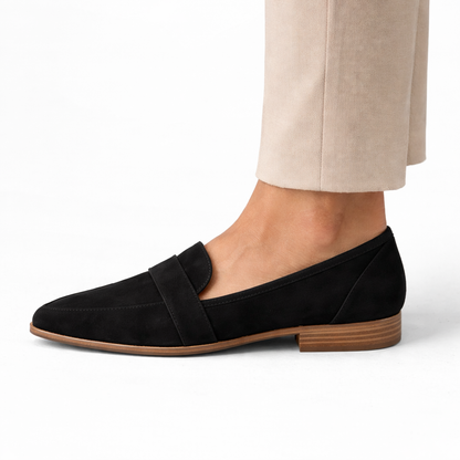 Women's Suede Effect Penny Loafers with Pointed Toe